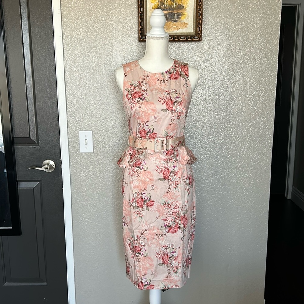 Antonio Melani Rose Pattern Peplum Dress